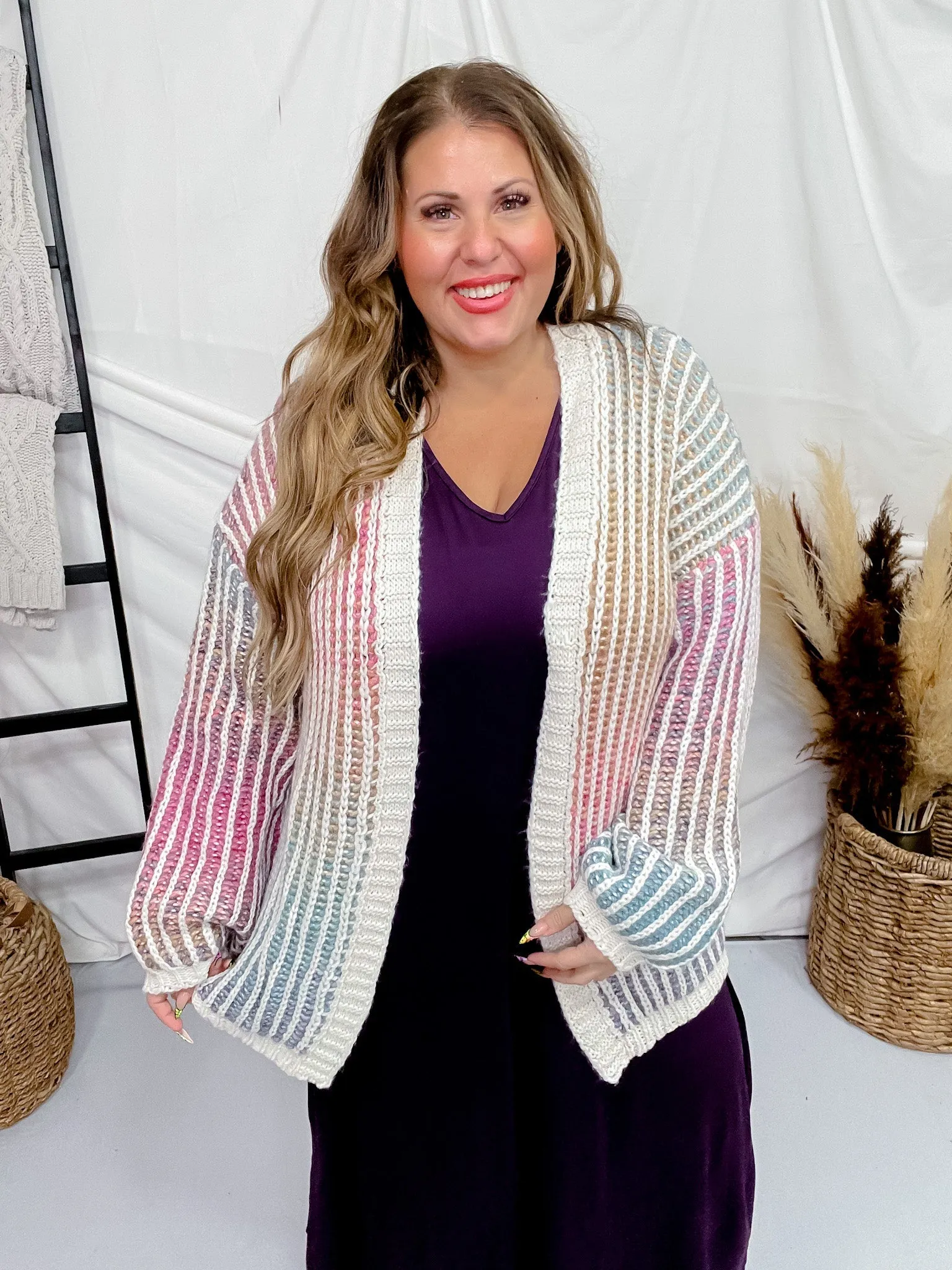 Pink Multi-Colored Ombre Sweater Cardigan FINAL SALE