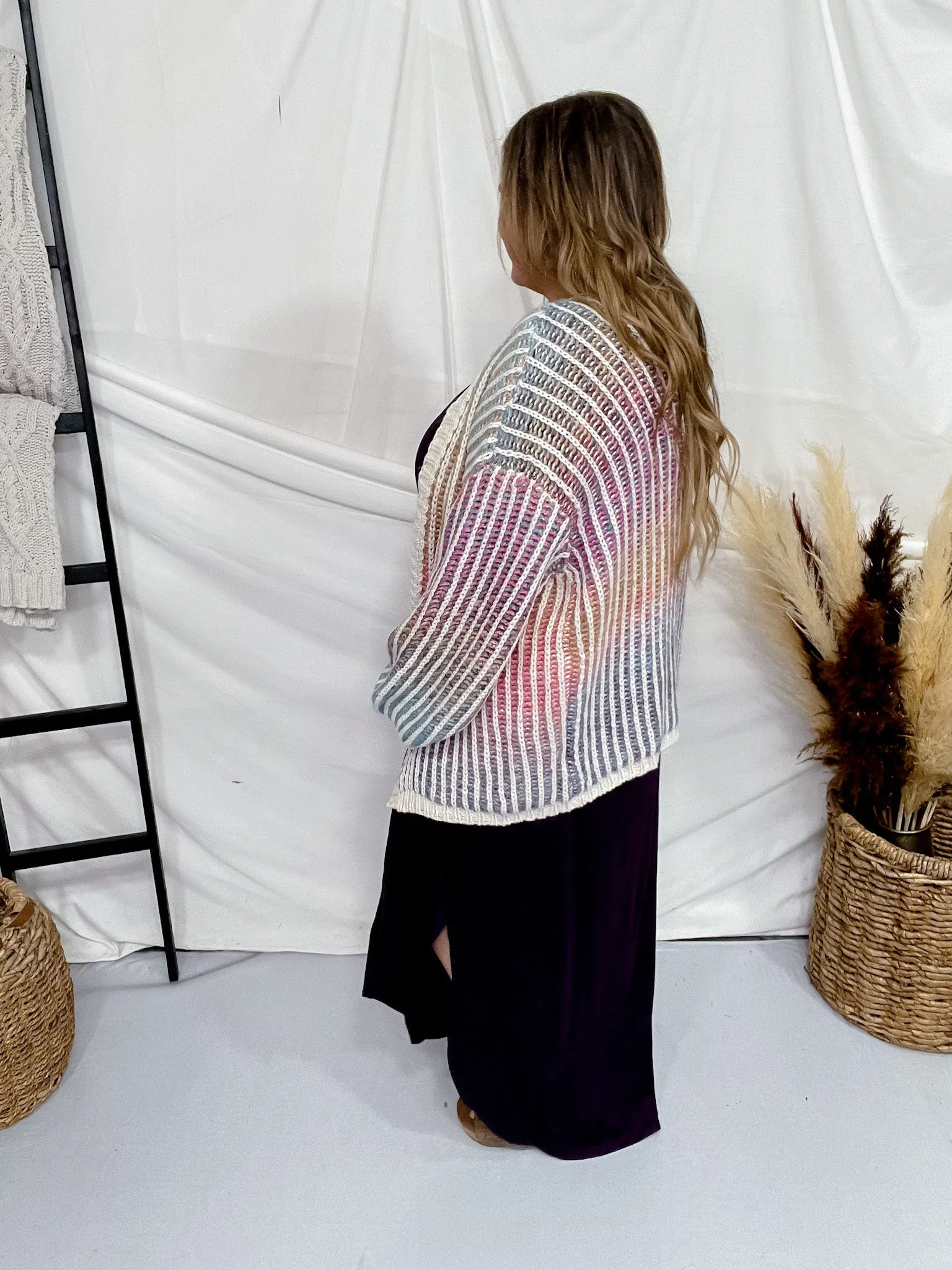 Pink Multi-Colored Ombre Sweater Cardigan FINAL SALE