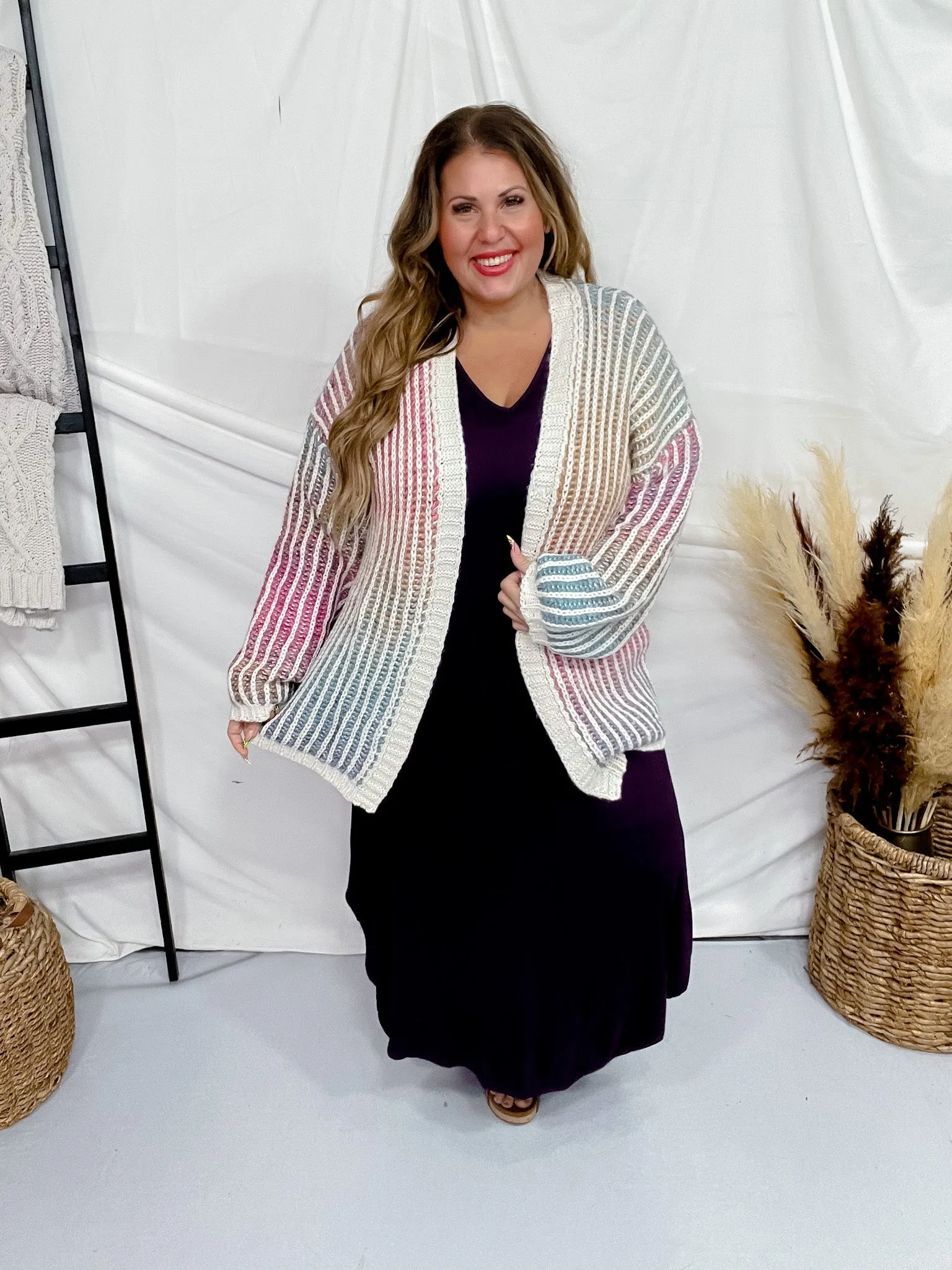 Pink Multi-Colored Ombre Sweater Cardigan FINAL SALE