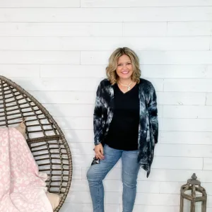 "Casablanca" Tie Dye Look Cardigan with Side Pockets