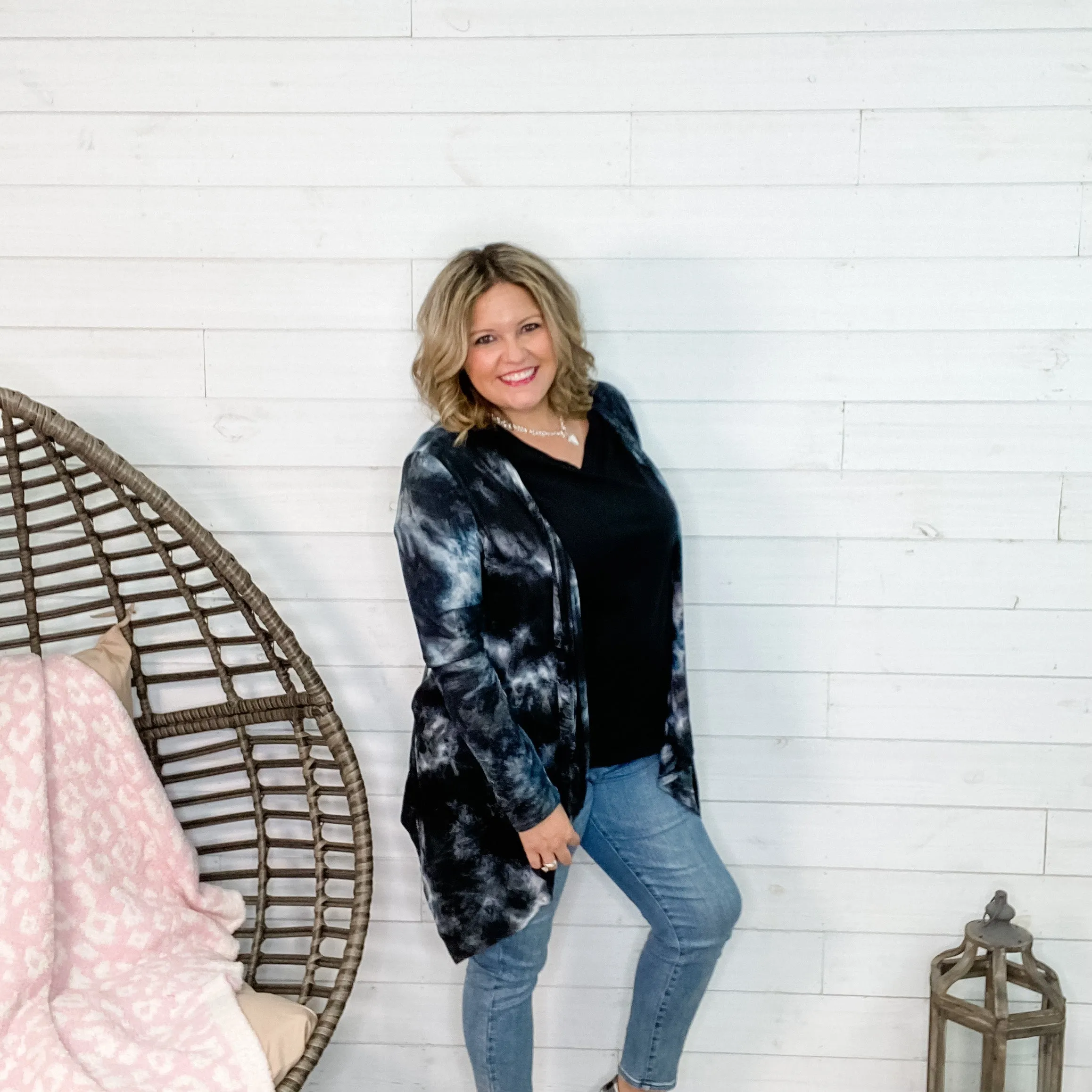 "Casablanca" Tie Dye Look Cardigan with Side Pockets
