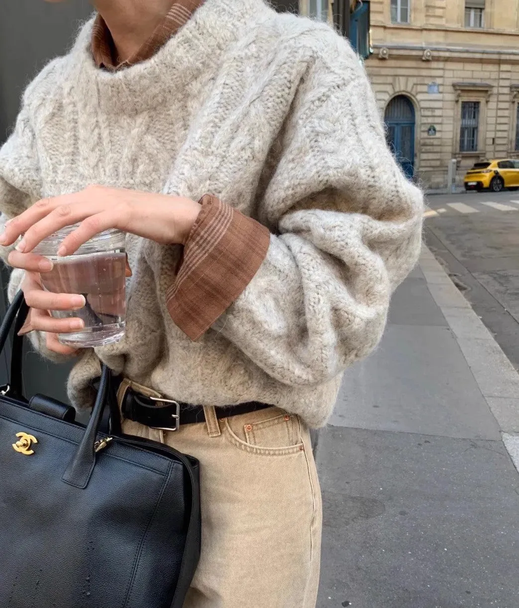 round neck thick outer sweater for women     S5057