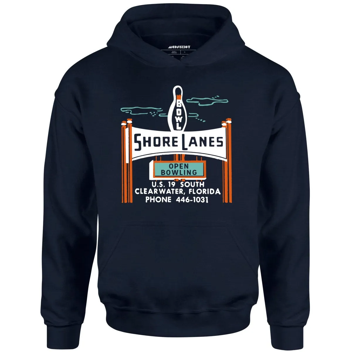 Shore Lanes - Clearwater, FL - Vintage Bowling Alley - Unisex Hoodie