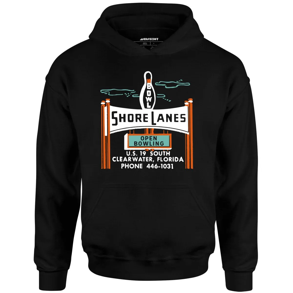 Shore Lanes - Clearwater, FL - Vintage Bowling Alley - Unisex Hoodie