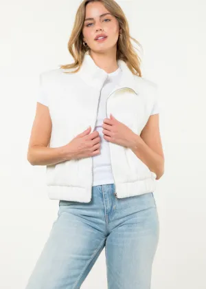 THML Miranda Striped Zip Up Vest- White