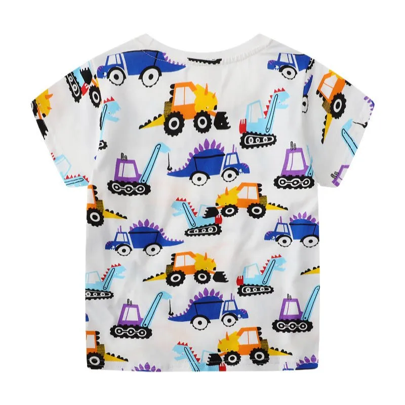Toddler/Kid Boy's Vehicle Print Short Sleeve T-shirt