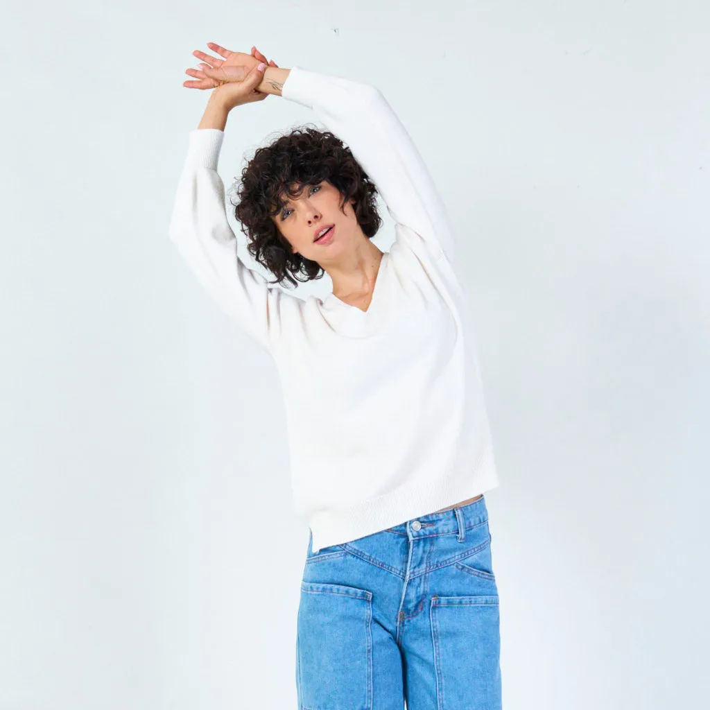 V-neck knit sweater with relaxed fit wholesale