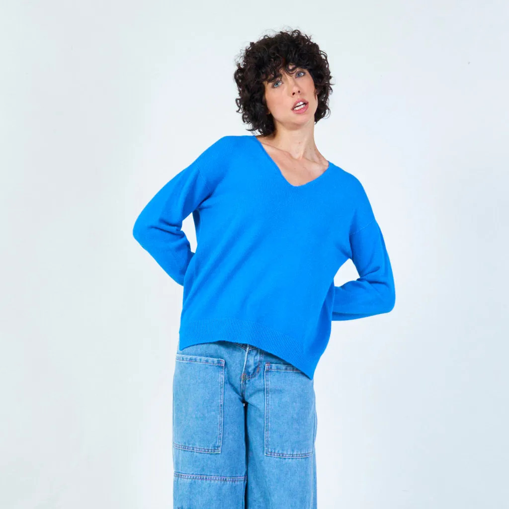 V-neck knit sweater with relaxed fit wholesale
