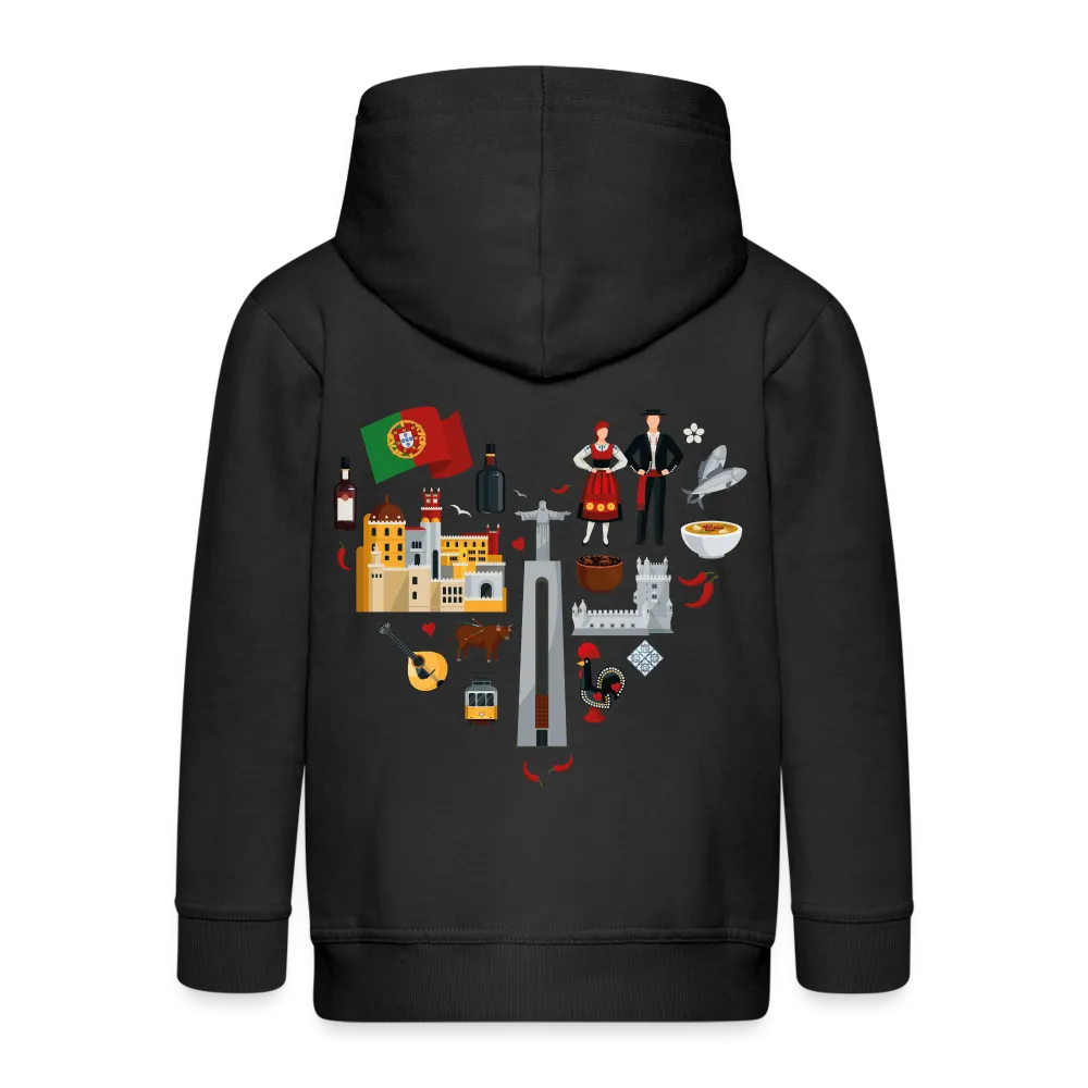 Veste à capuche Premium Enfant "Cœur Portugal"
